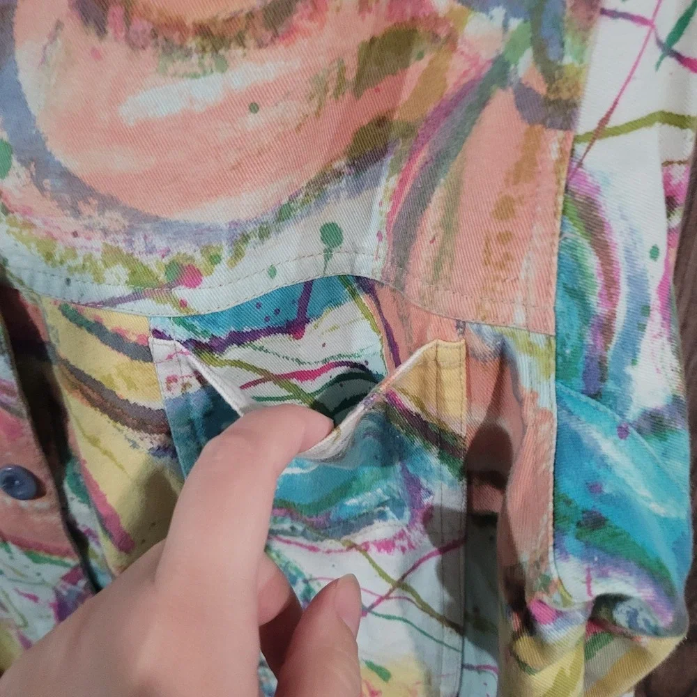 Winter Sun Floral Jacket Size M Multicolor Art to Wear Maximalist 100% Cotton